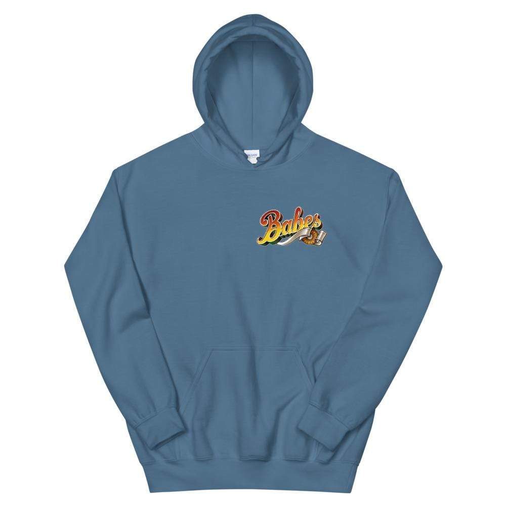 Babes Papes Graphic Hoodie with Back Logo in Light Blue