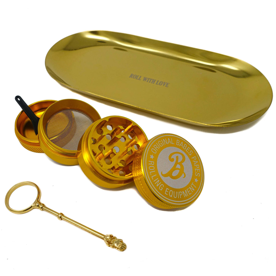 Gold Grinder Set with Tray