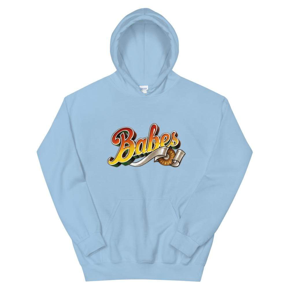  Graphic Hoodie in Baby Blue with Babes Front Logo