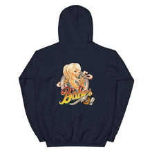 Load image into Gallery viewer, Babes Papes Graphic Hoodie with Front and Back Logo in Dark Blue