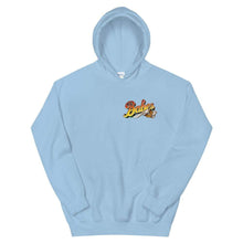 Load image into Gallery viewer, Babes Papes Graphic Hoodie with Front and Back Logo in Light Blue