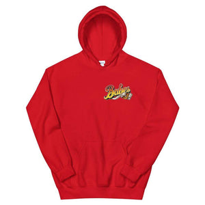 Babes Papes Graphic Hoodie with Front and Back Logo in Red