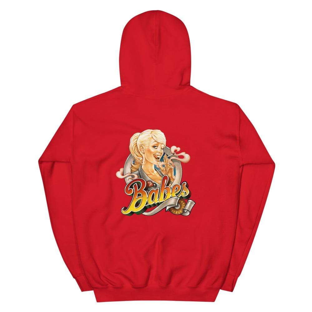 Babes Papes Graphic Hoodie with Back Logo in Red