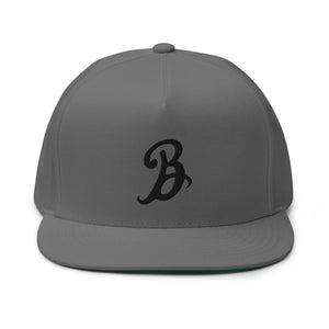 Flat Bill Cap with black B Logo