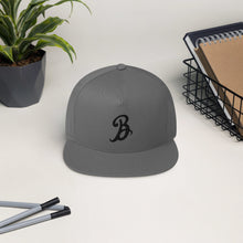 Load image into Gallery viewer, Flat Bill Cap with black B Logo