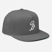 Load image into Gallery viewer, Flat Bill Cap with white B Logo