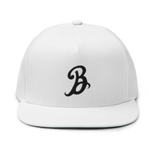 Load image into Gallery viewer, Flat Bill Cap with black B Logo